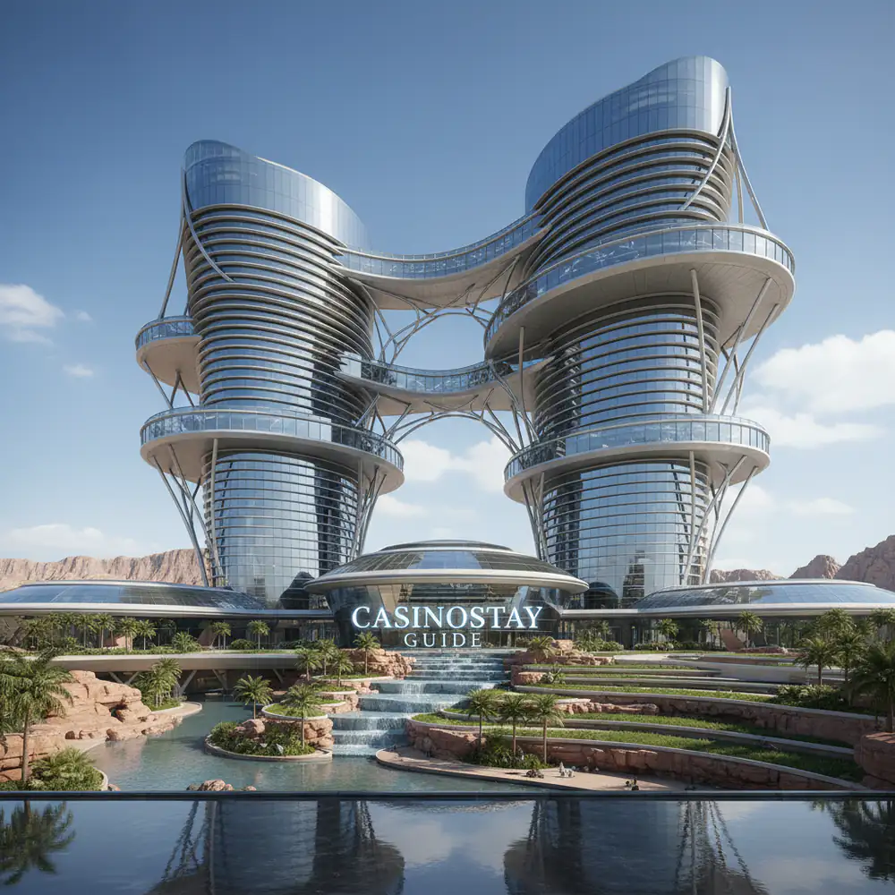 Modern resort architecture against a clear sky